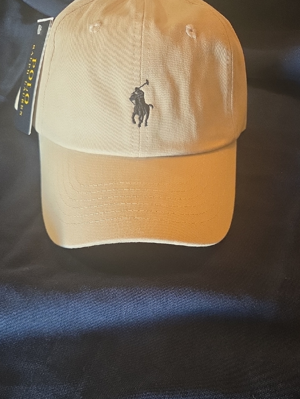 Ralph Lauren Stone Khaki Baseball Cap | Black Pony Logo | Adjustable Dad Hat